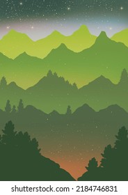 Background with forest tree and mountains 
