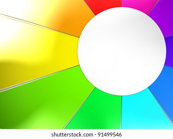 Background in the form of a white circle with multicoloured beams