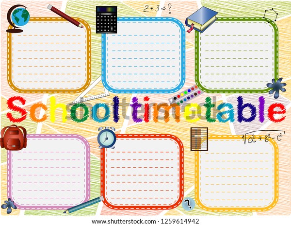 Background Frame Design School Timetable Scheduleweekly Stock ...