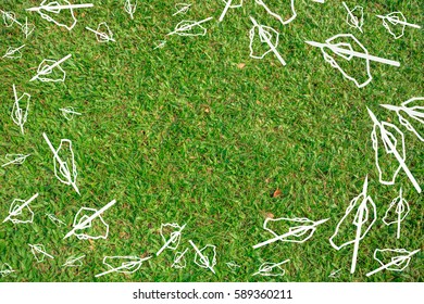 background frame of hands holding a pen with free copy space on green grass background. Illustration. Green concepts. - Powered by Shutterstock