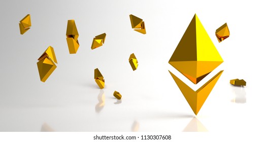 Background With Gold Ethereum And Shadow. 3d Rendering.