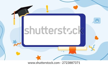 Background of graduation tools cap and certificate