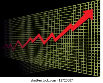 As background graph disappears into perspective, a growth arrow rockets into the future