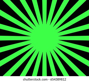 Background with green and black rays and copyspace