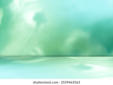 Background green shadow floor studio room photo empty gradient leaf Floor wall backdrop muslin design canvas surface texture podium eco Scene mockup product cosmetic beauty organic display stand.