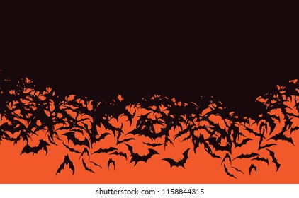 Background Halloween Bat Horde Flying Black Stock Illustration ...