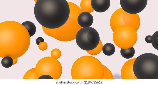 Background For Halloween. Orange And Black Balloons On A White Background, Close-up. Holiday Background. 3D Render