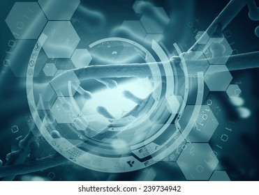 Background high tech image of dna molecule Ilustrasi Stok