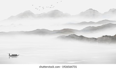 Background illustration of Chinese ink painting