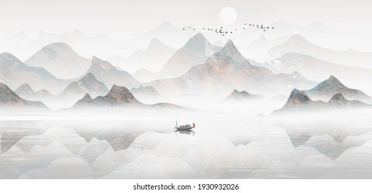 Background Illustration Chinese Ink Painting Stock Illustration ...