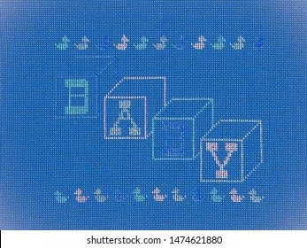 Background Illustration of Traditional Vintage Cross Stitch Old Fashioned Baby Blocks That Spell “Baby” Color Series - Powered by Shutterstock