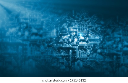 Background image with business sketch and strategy drawings - Shutterstock ID 175145132