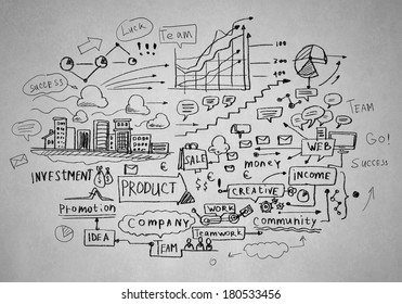 Background image with business sketches on white backdrop - Shutterstock ID 180533456