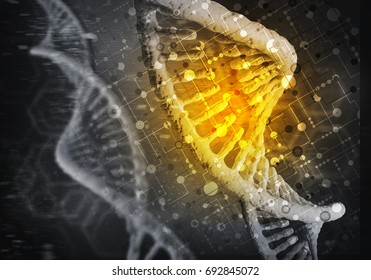 Background Image With DNA Molecule Research Concept. 3D Rendering