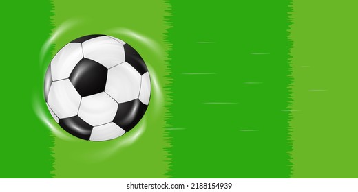 Background With The Image Of A Flying Curveball. Football Match. 3 D. Illustration.