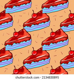 The background image represents the endless continuation of cakes.