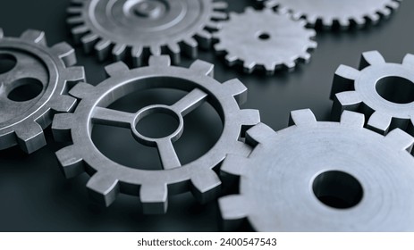 The background of the interlocking gears with the concept of teamwork, 3d rendering