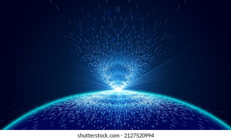 Background of Internet technology for luminescent particles colliding with each other at high speed