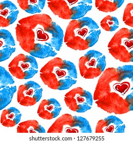background with lips and hearts.