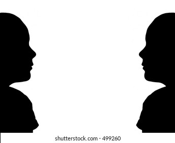 A background made of two profiles of a young girl