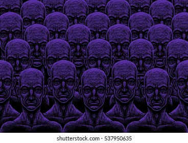 Background With Many Peoples Crowd Utopia City Humanity Clones Society  Many Faces