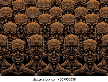 Background With Many Peoples Crowd Utopia City Humanity Clones Society  Many Faces