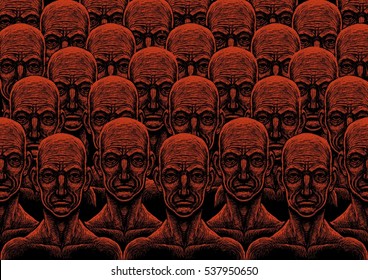 Background With Many Peoples Crowd Utopia City Humanity Clones Society  Many Faces