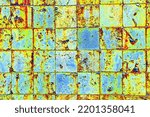 Background masonry wall of shell rock close up. Changed color scheme. Colorful background