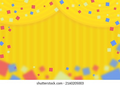 Background Material For Yellow Stage Curtain And Confetti