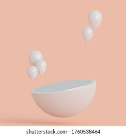 Background, mock up scene geometry shape frame for product display and presentation, 3d rendering illustration Beige color