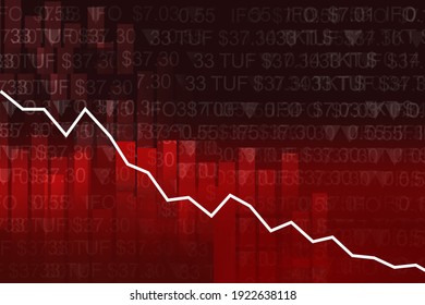 Background On Topic Of Investing Or Trading. Falling Graph On A Dark Background. Fin Tech Texture. Texture On A Financial Technology Background. Pattern With Falling Chart. Pattern For Brokers