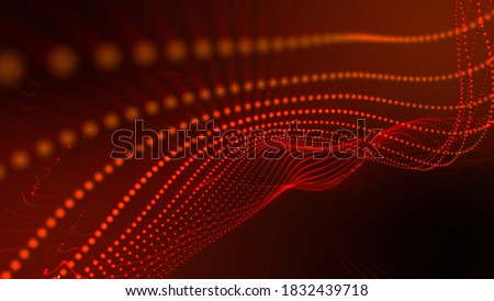 background from orange glowing particles. 3d render illustration