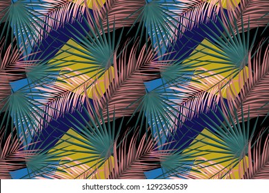 Pink Flamingos Exotic Birds Tropical Palm Stock Vector (Royalty Free ...