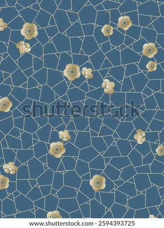 A background pattern characterized by geometric symmetry and a rectangular motif. The design incorporates shades of blue and could be suitable for applications such as wrapping paper or tile.