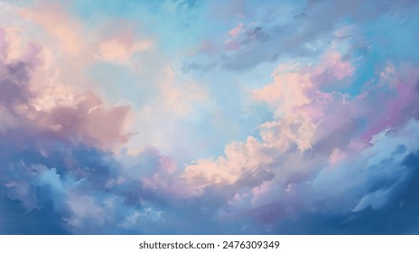 background of renaissance cloud painting, blue sunset
