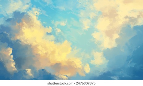 background of renaissance cloud painting, blue yellow

