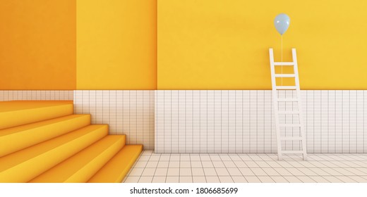 Background rendering with podium and wall scene abstract background. 3D illustration, 3D rendering 