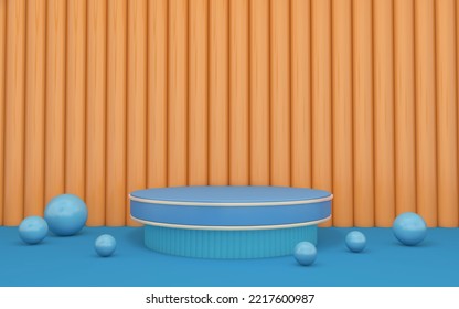 Background rendering with podium and wall scene abstract background. 3D illustration, 3D rendering	