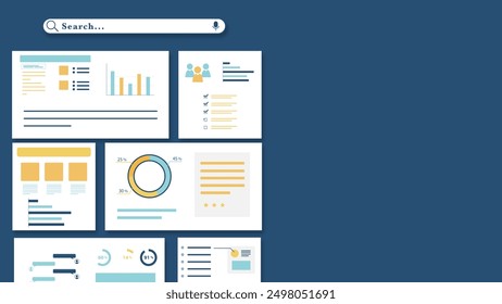 Background for search, statistics, graphs, data analysis, etc. Angle: Left side of screen, front facing version
