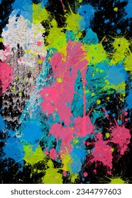 A background of splashes and splashes of paint from paintball of different colors for your backgrounds, packages and ideas