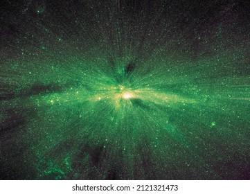 Background With Stars. Abstract Green Blacklight Space Hyper Color - Blue Stars Nebula Galaxy	