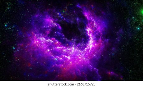 Background With Stars And Huge Purple Gas Cloud