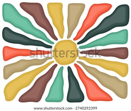 Background with stylized colored sun.
