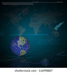 Background of Technology with earth globe. Elements of this image furnished by NASA
