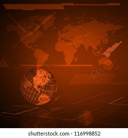 Background of Technology with earth globe. Elements of this image furnished by NASA