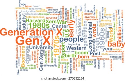 Background Text Pattern Concept Wordcloud Illustration Of Generation Gen X