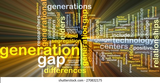 Background Text Pattern Concept Wordcloud Illustration Of Generation Gap Glowing Light