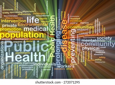 Background text pattern concept wordcloud illustration of public health glowing light