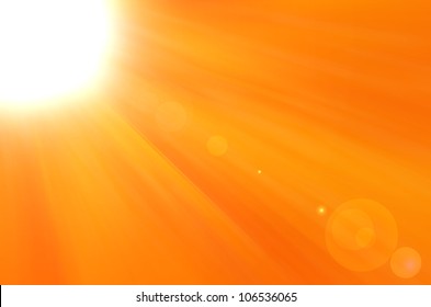Background texture with warm sun and lens flare