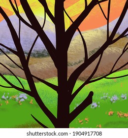Background tree art design decor